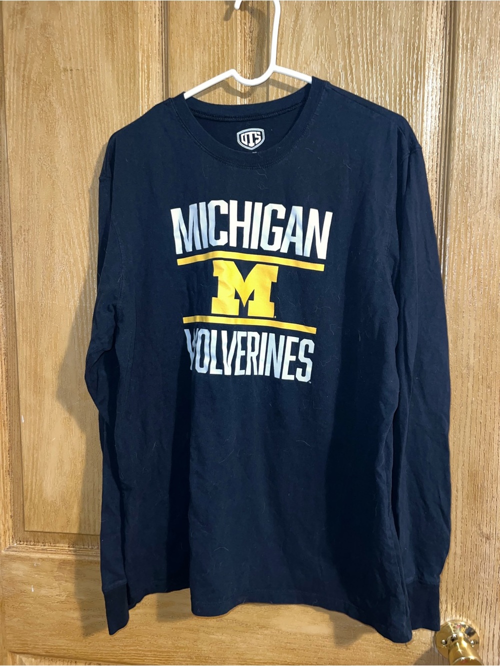Michigan Wolverines Navy Long Sleeve Tee with Yellow M Logo